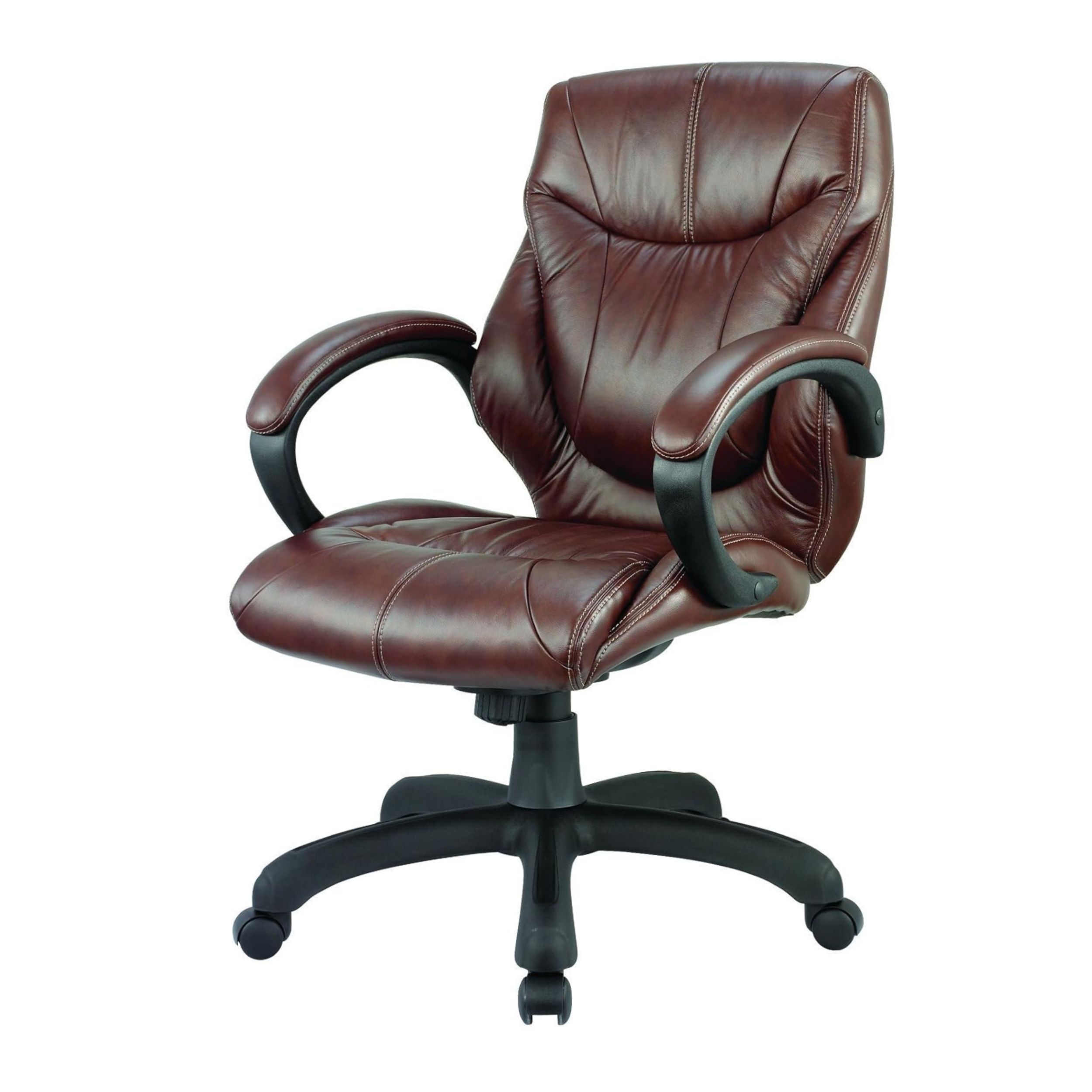 AP127B-CHB Middle Back Real Leather Executive Chair, Brown