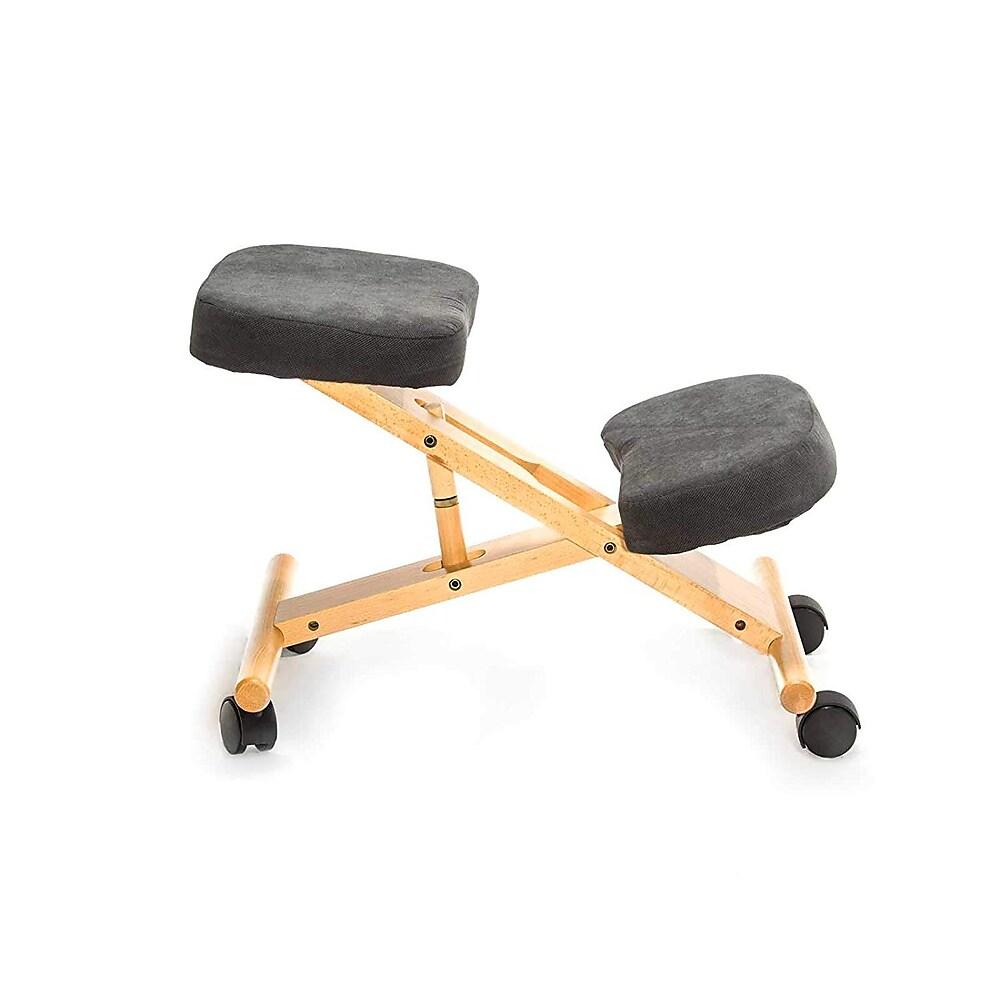 AP54802-NABK Posture Correcting Kneeling Chair with Memory Foam Wooden Frame - Black Seat & Natural Frame