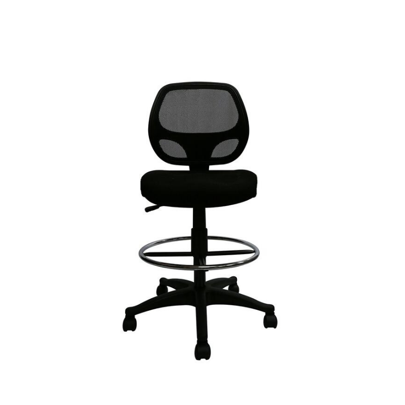 Black Mesh Computer Desk Chair with Foot Ring - Without Arms