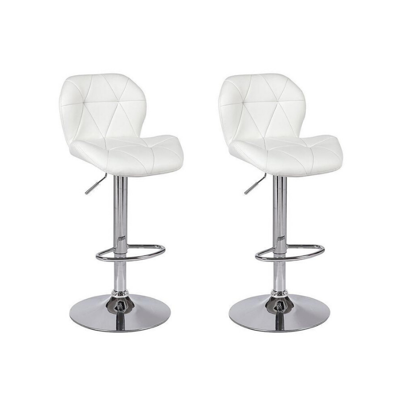 AP5545-WT-2 Tripatch Modern PU Height Adjustable Dining Bar Stool, White - Set of 2