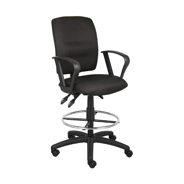 AP537F Multi-Function Fabric Drafting Chair & Stool with Foot Ring - Loop Arms