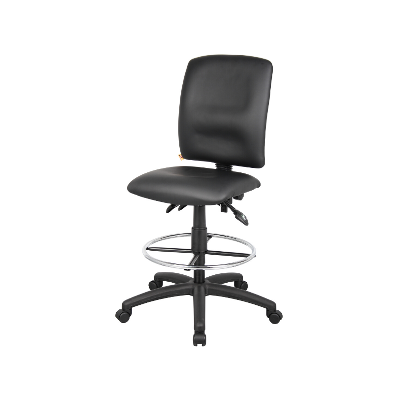 Multi-Function Leather Drafting Chair & Stool with Foot Ring - Without Arms