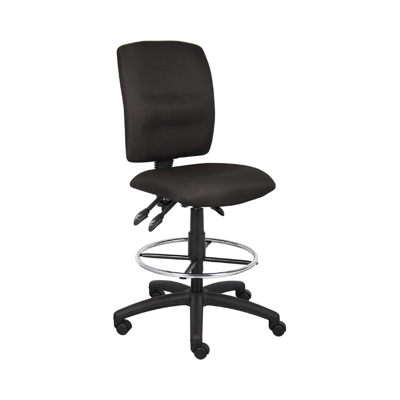 Multi-Function Fabric Drafting Chair & Stool with Foot Ring - Without Arms