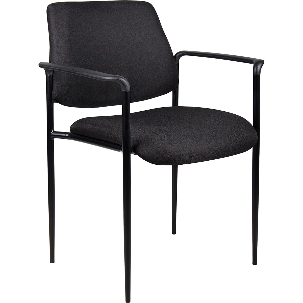 Square Back Fabric Stacking Guest Chair with Arms, Black
