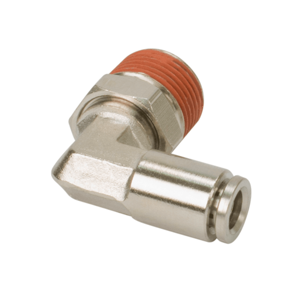 Viair 13854 0.25 in. NPT F to 0.37 in. Airline 90 deg Swivel Elbow Fitting - DOT Approved - 2 Piece