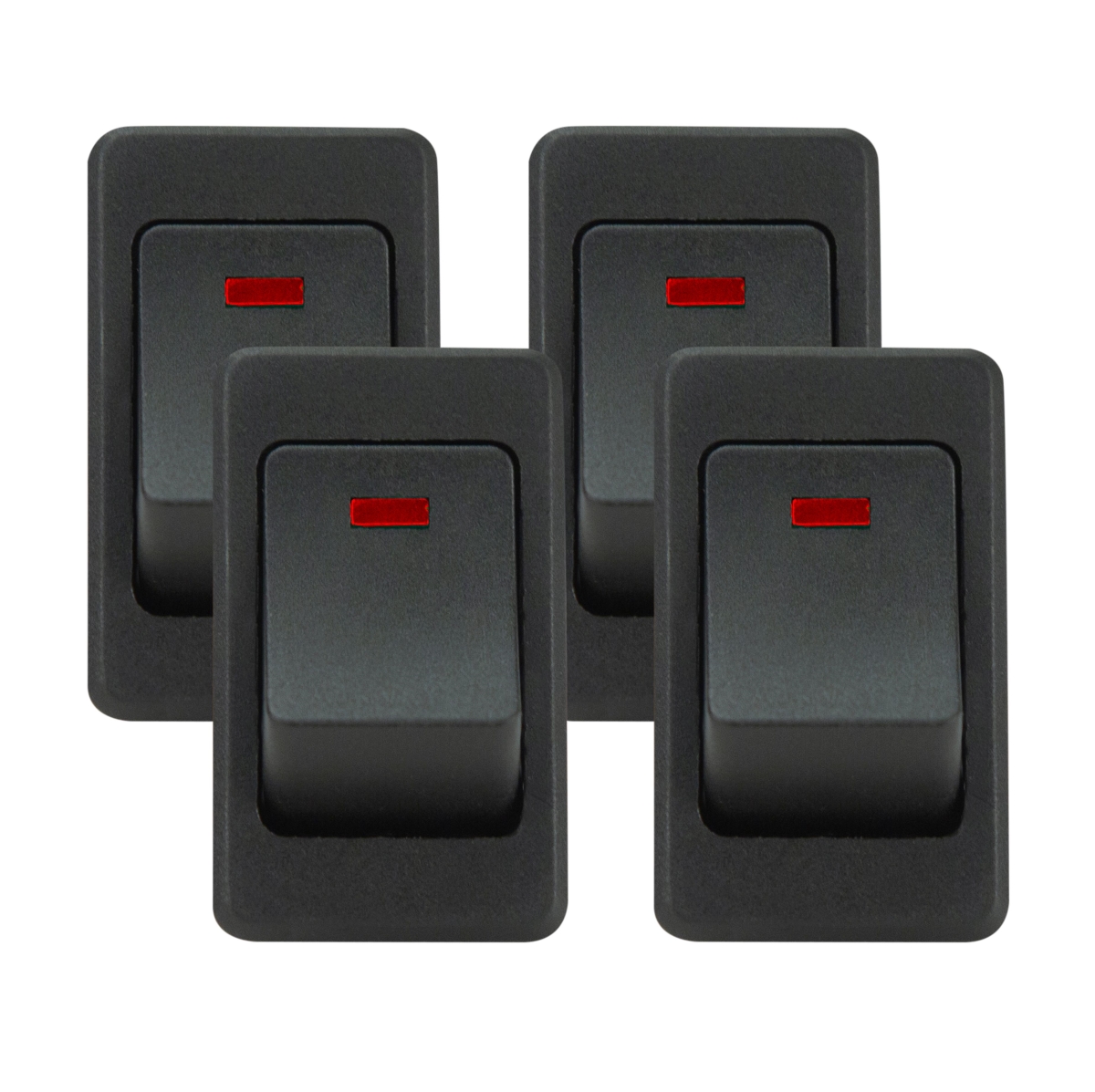 Viair 90126 No Logo Rocker Switch with Red LED Indicator - Pack of 4