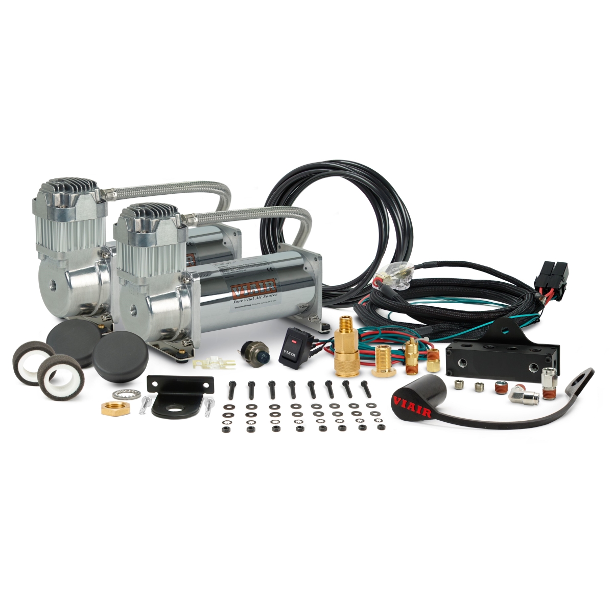VIAIR Dual Chrome 444 Mounted System High-Pressure 200 PSI (444DC01)