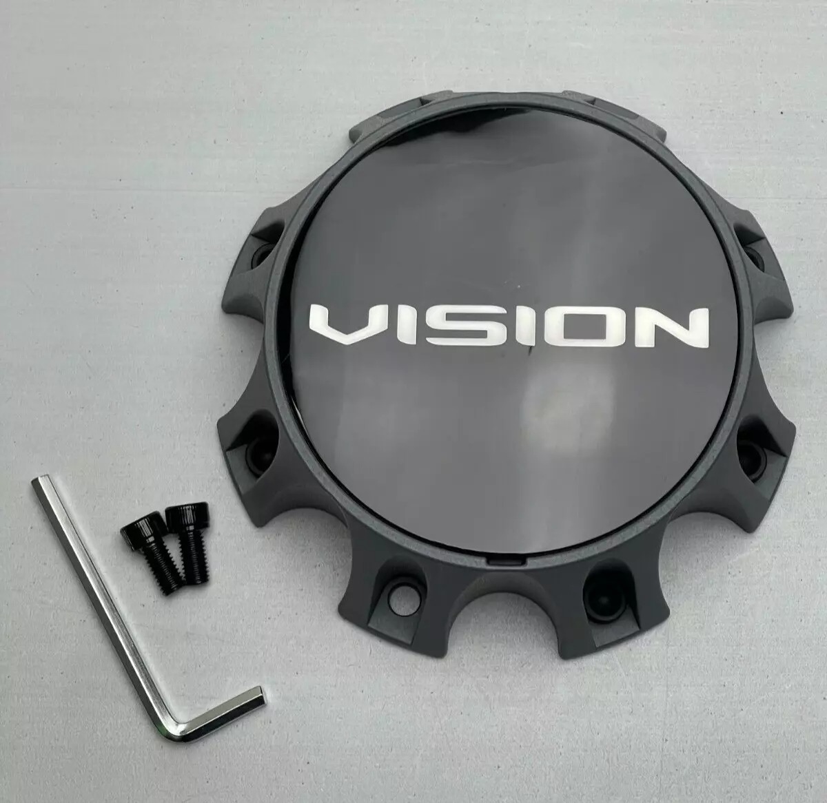 C354TG-8V-ECL Wheel Center Cap with Screws - Thrashed Gun Metal