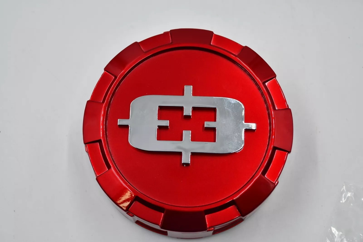 C402RT-8165V-EC Red with Chrome End Cap 8 x 6.5 mm Snap Vis Caps
