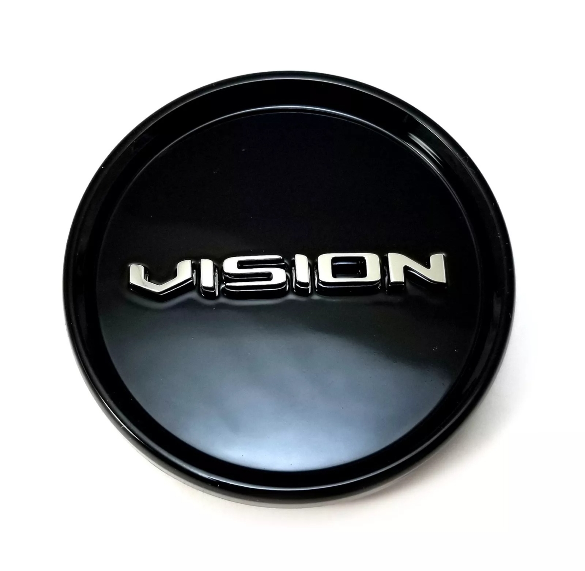 C388GB-55ECV End Cap with Chrome Logo - Gloss Black