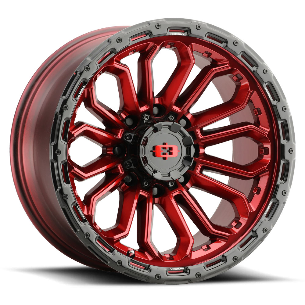 405-8970GRGBL12 405 Korupt Wheel with Black Lip for 2005-2005 Ford Excursion, Gloss Red - 18 x 9
