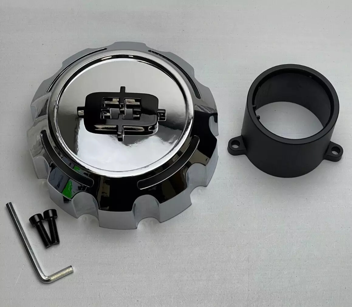 C390-65VL Chrome Long Covered Bolton Wheel Center Cap