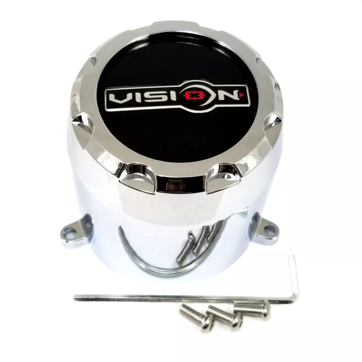 C398-8LV 8 Lug Bolton Logo Cap - Chrome