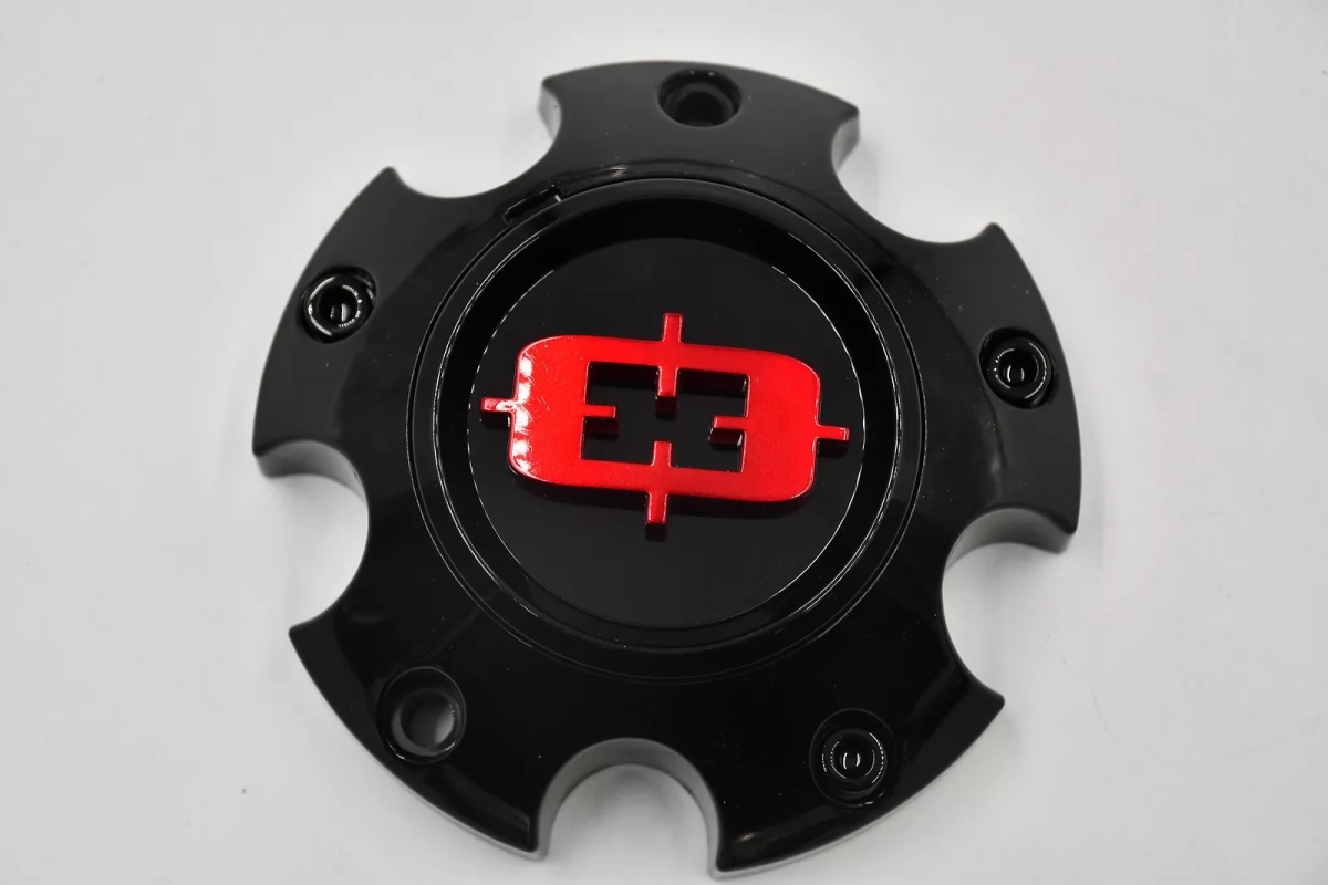 C360GBR-5V Bolt-On Wheel Center Cap - Gloss Black & Red