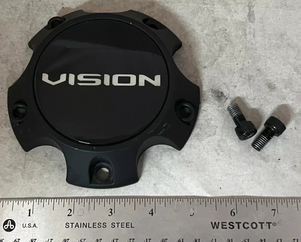 C355L-130V Wheel Center Cap with Silver Logo & Screw - Matte Black