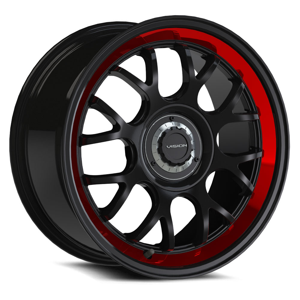 478-7821GBRTB38 5 x 114.3 - 120 mm 478 Alpine Series Wheel with Brushed Red Lip - Gloss Black