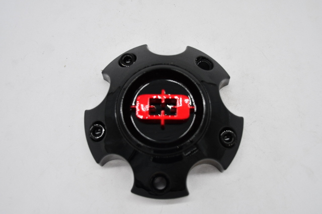 C360GBR-65V 5 Lug Bolt On Wheel Center Cap with Red Logo - Gloss Black