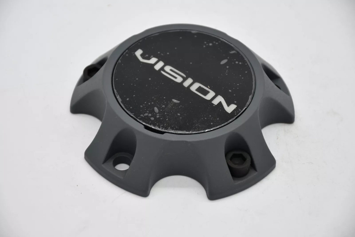 C354TG-65V Push Through 5 Lug Bolt On Wheel Center Cap - Gray Black