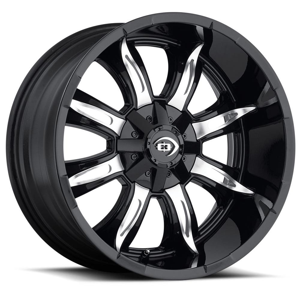 423-7993GBMF12 6 x 135 mm & 139.7 in. 423 Manic Wheel - Gloss Black Machined Face