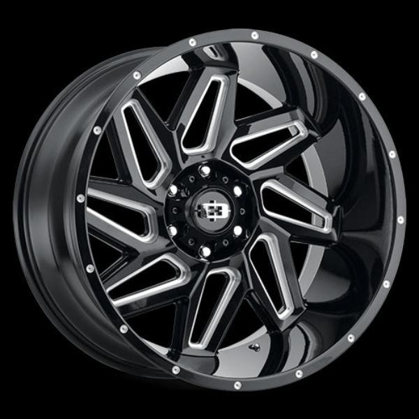361-22283GBMS-57 6 x 139.7 mm 361 Spyder Wheel Rim - Black Milled Spoke