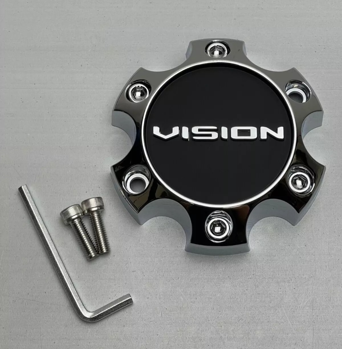 C476-6V Wheel Center Cap with Chrome Logo - Satin Black