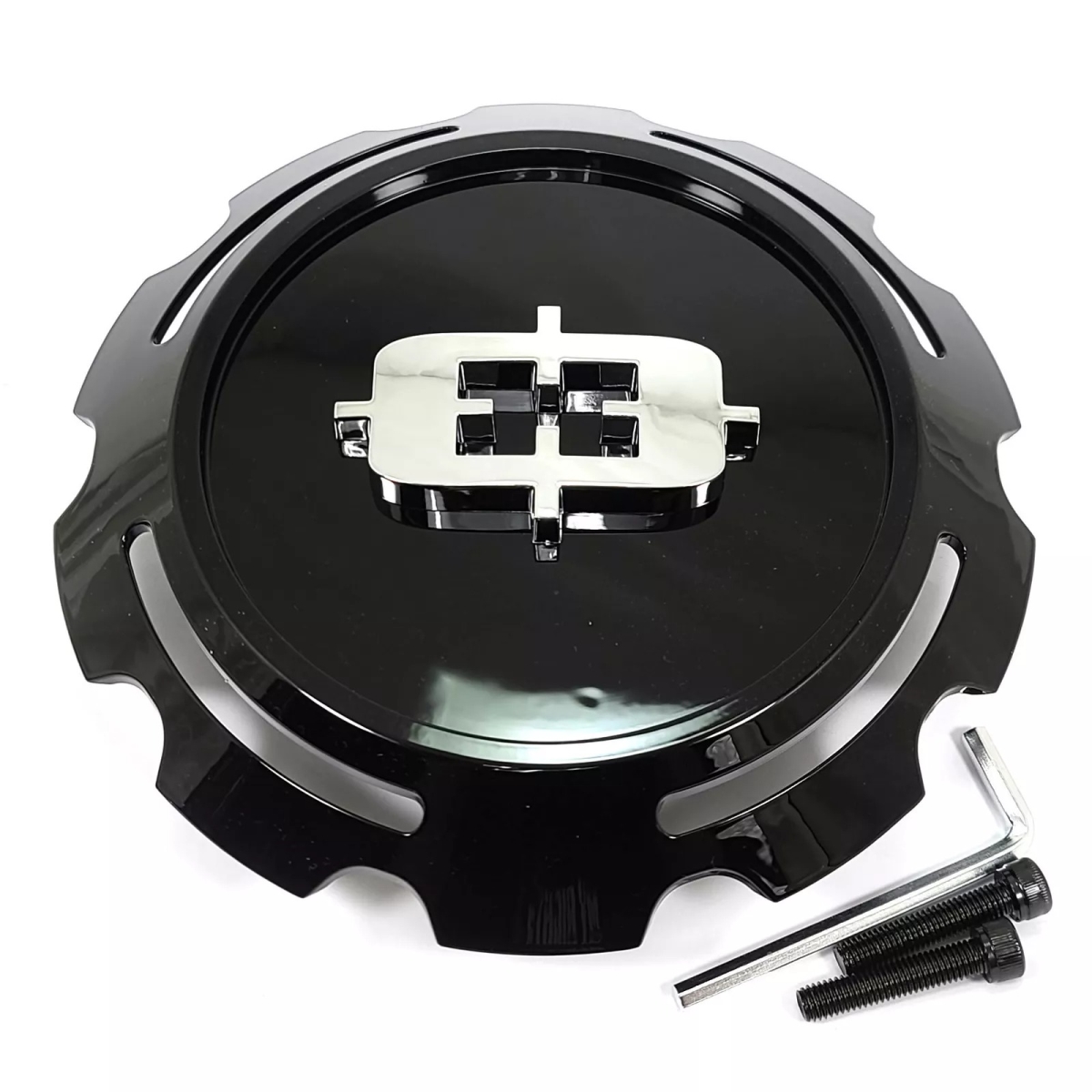 C391GB-8V 8 Lug Covered Bolt-On Wheel Center Cap - Gloss Black