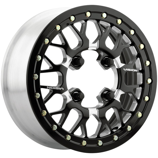 346BL157545BMS54 5 x 114.3 mm 346BL Storm Forged Beadlock Wheel Rim - Black & Milled