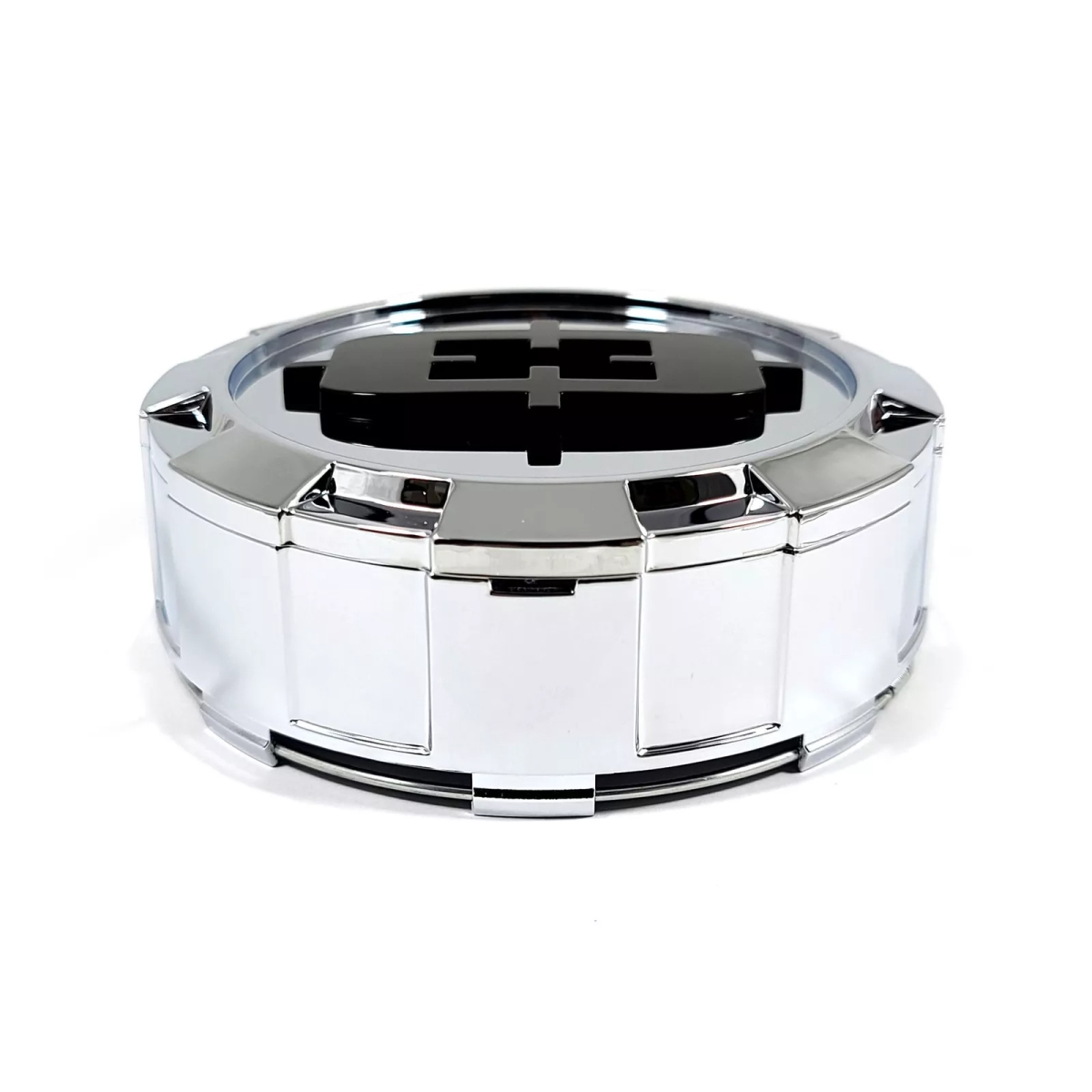 C402-8165V Snap In Wheel Center Cap with Black Logo, Chrome - 2 Piece