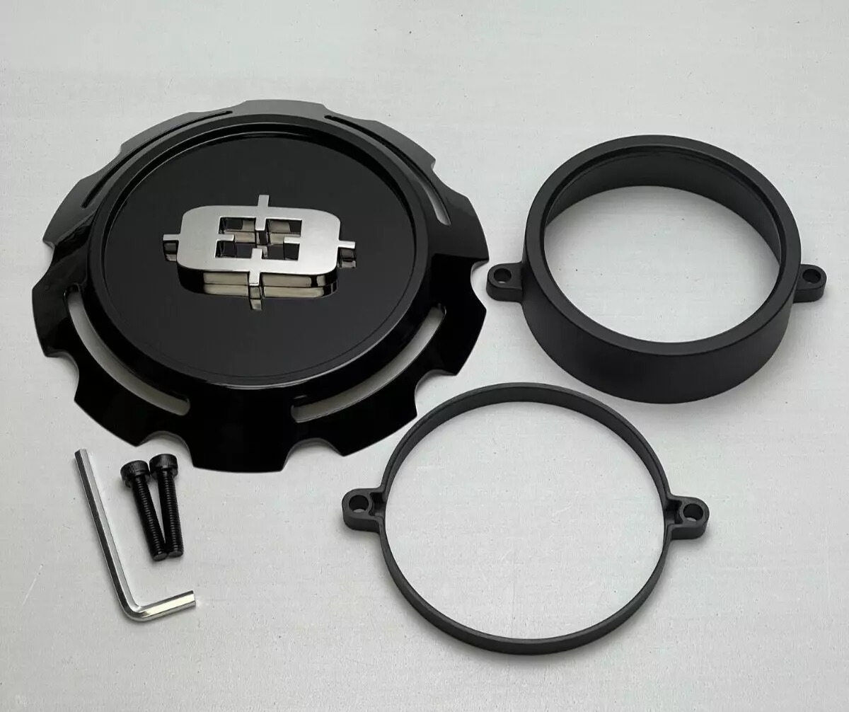 C390GB-8EC Wheel Center End Cap with Chrome Logo - Gloss Black