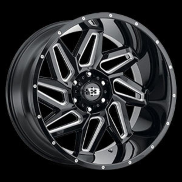 361-20083GBMS-25 6 x 139.7 mm 361 Spyder Wheel Rim - Gloss Black Milled Spoke