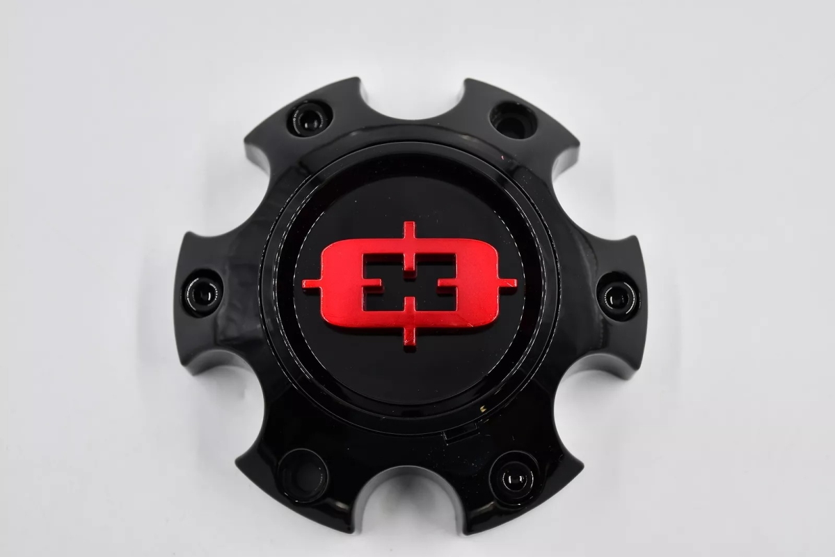 C360GBR-6V 6 Lug Bolt-On Wheel Center Cap with Red Logo - Gloss Black