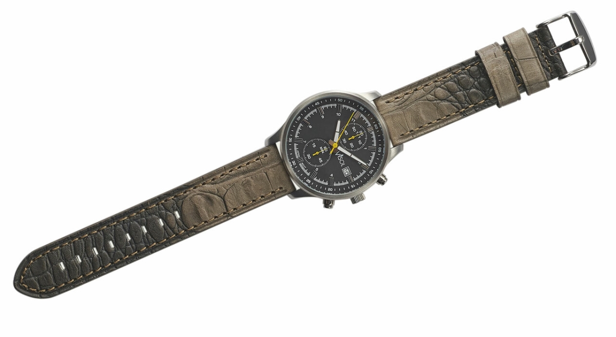 Picture of Visol VRW7895-GN Brooklyn Leather Wrist Watch&#44; Gunmetal & Green
