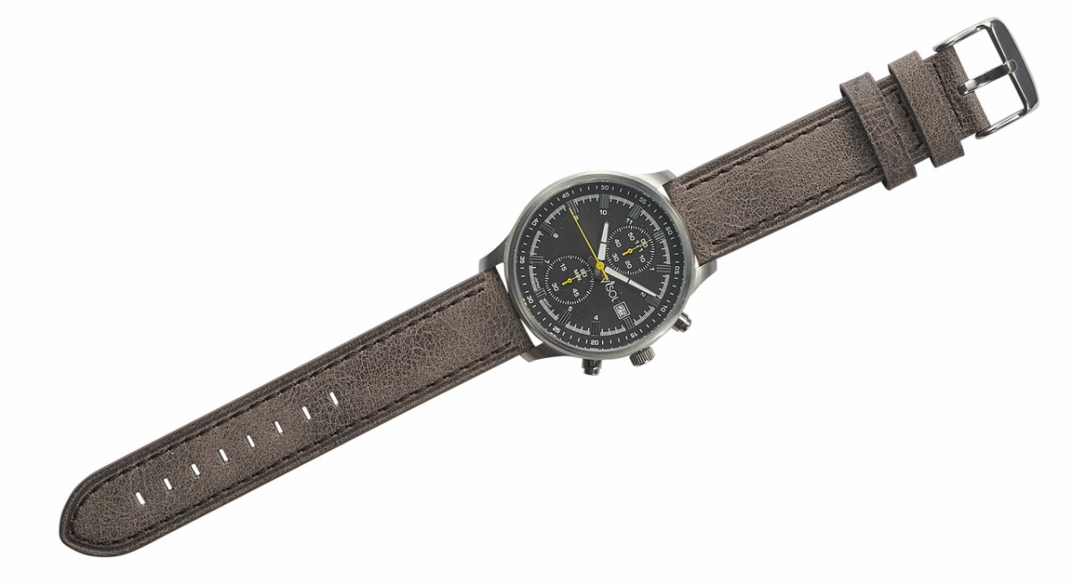 Picture of Visol VRW7895-GY Brooklyn Leather Wrist Watch&#44; Gunmetal & Grey