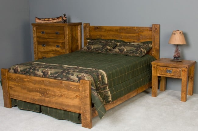 LBMH4 48 x 45 x 81 in. Barnood Mustang Bed - Twin Size, Honey Pine -  Viking Log Furniture