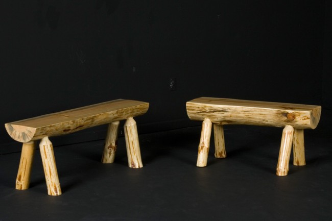 Picture of Viking Log Furniture VFLP CC48 18 x 48 x 12 in. 48 in. Half Log Bench - Honey Pine
