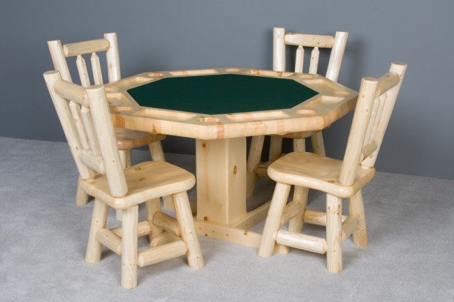 Picture of Viking Log Furniture NWS PTSPK1 30 x 53 x 53 in. Log Poker Table - Honey Pine