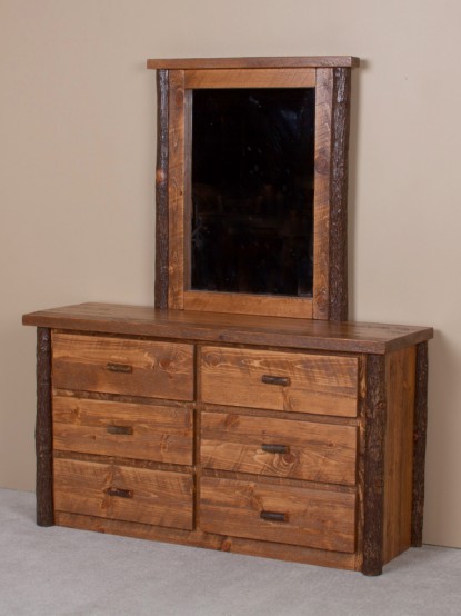 Picture of Viking Log Furniture VHBD6 19 x 34 x 61 in. Sawtooth Hickory 6 Drawer Dresser - Honey Pine