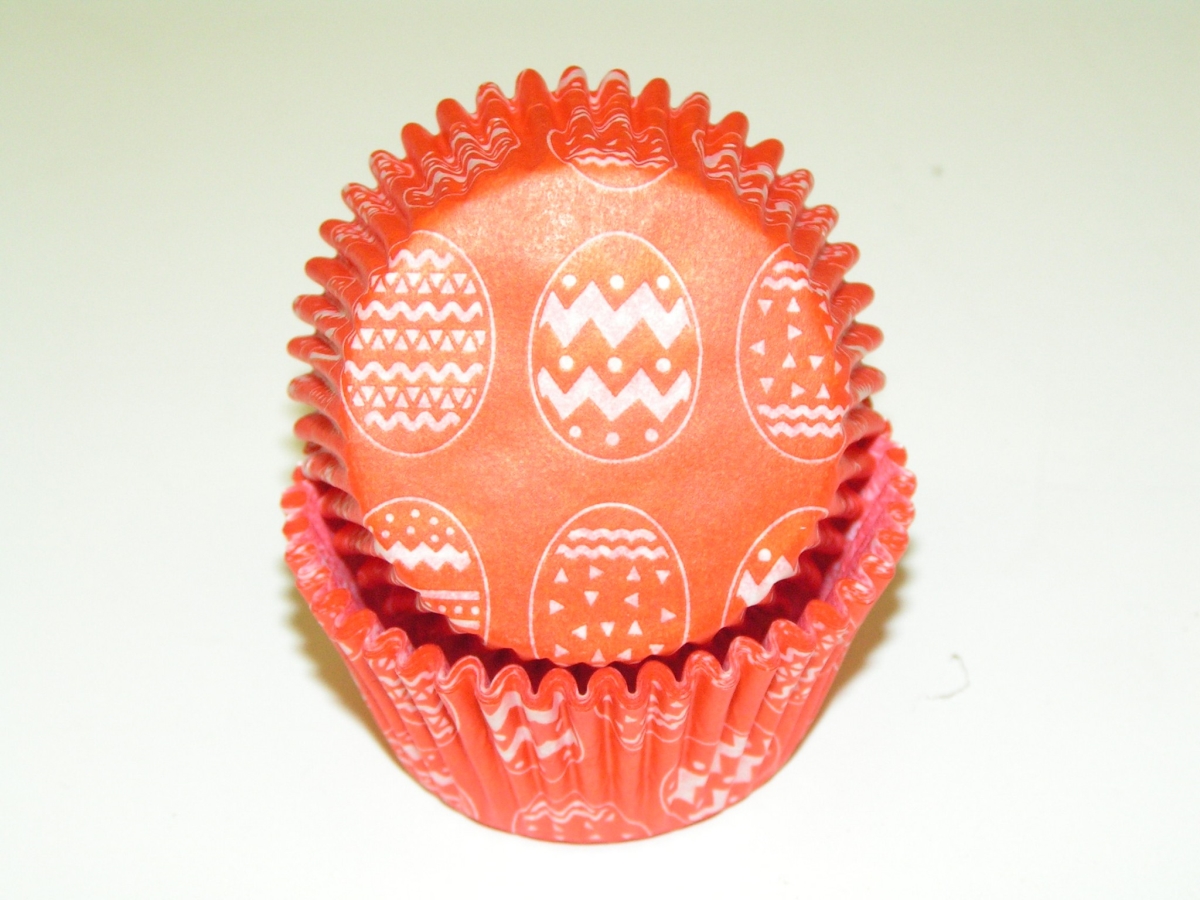 -450C EASTER EGG DESIGN ORANGE 1.25 x 2 in. Greaseproof Baking Cup with Easter Egg Design - Orange - 1000 Piece
