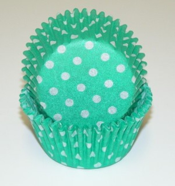 450C POLKA DOT GREEN 1.25 x 2 in. Greaseproof Baking Cup with Polka Dot Design - Green - 1000 Piece