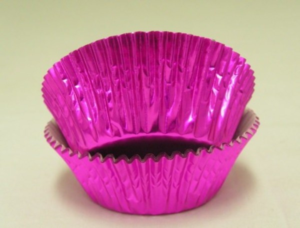 -5A CERISE FOIL BAKING CUP 1.25 x.75 in. Foil Baking Cup with Greasepoof Liner - Cerise - 1000 Piece