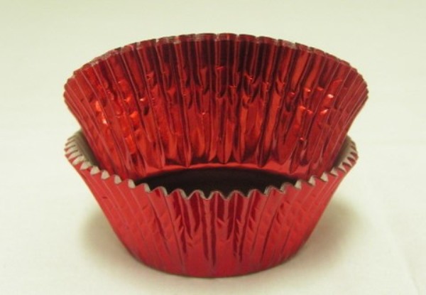 5A RED FOIL BAKING CUP 1.25 x.75 in. Foil Baking Cup with Greasepoof Liner - Red - 1000 Piece