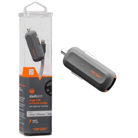 Picture of Ventev Accessories 519669 Dash Port R1240 Car Charger with Apple Lightning Cable