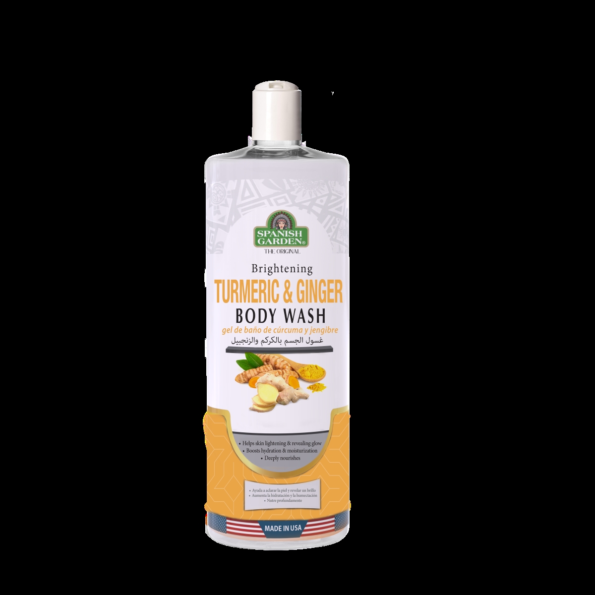 Picture of SPANISH GARDEN 222480 Brightening Turmeric & Ginger Body Wash 34.2oz