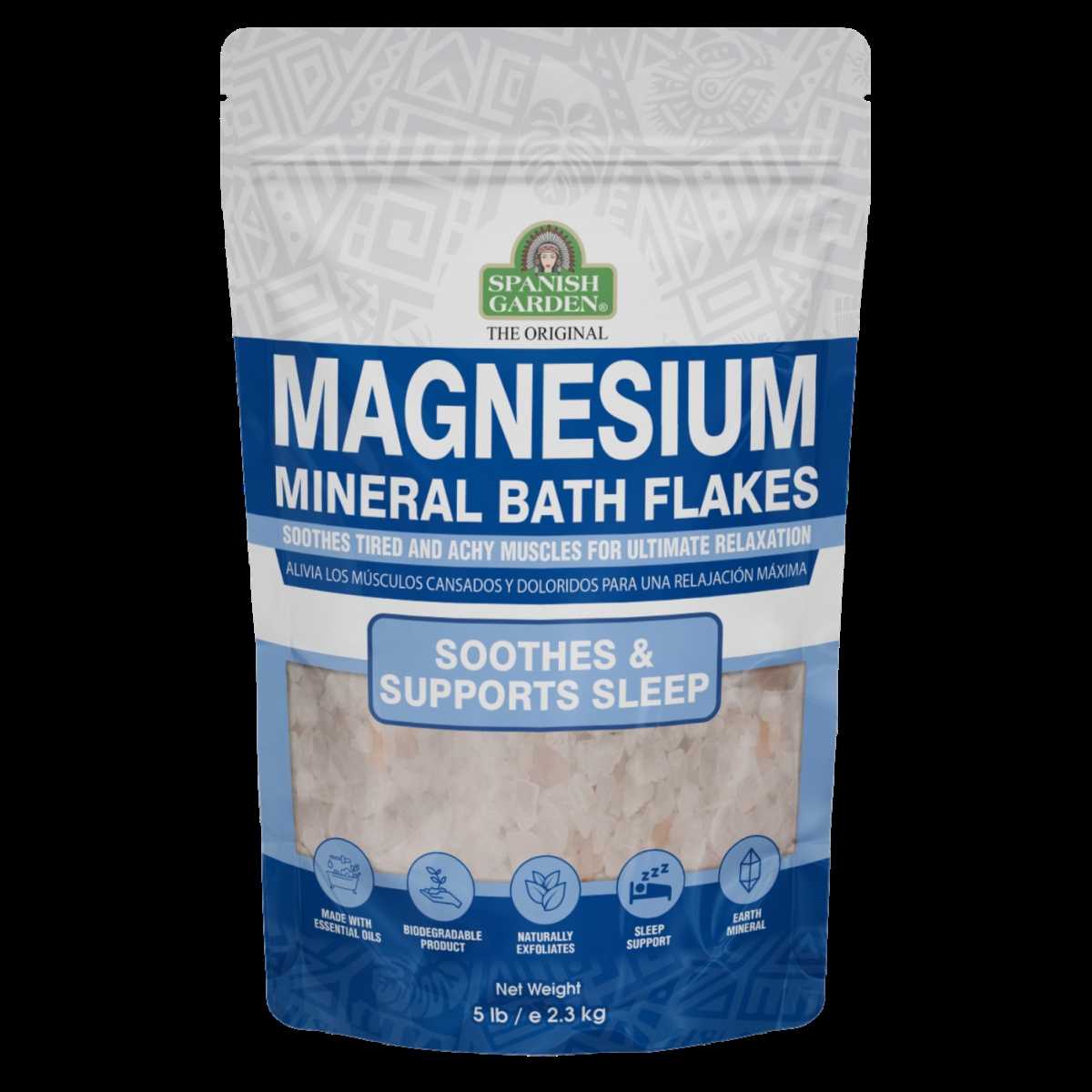 22704  22704 MAGNESIUM Mineral Bath Flakes ,5lbs/2.3kg