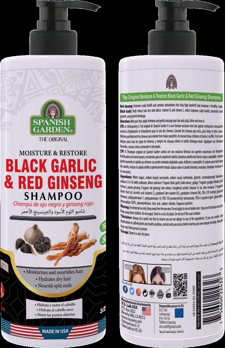 22432  22432 Moisture & Restore - Black Garlic & Red Ginseng Shampoo ,32oz/946ml