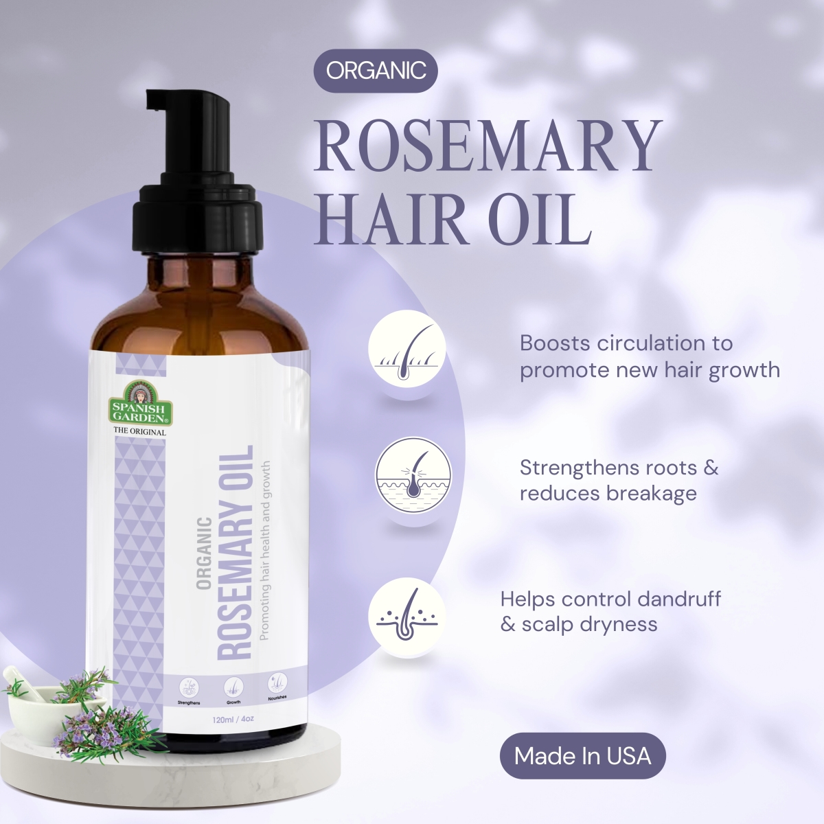 22422  22422 Organic Rosemary Oil ,4oz/120ml
