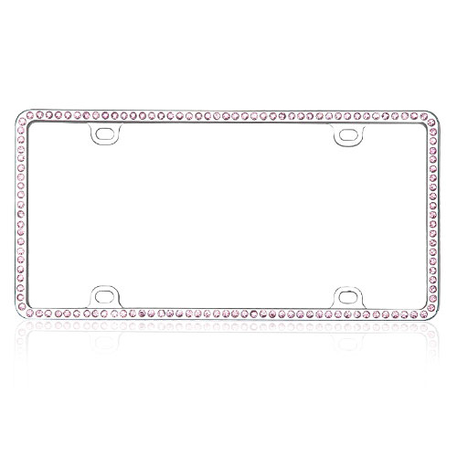 LPF2AC001PNK Chrome Coating Metal with Single Row Pink Crystals