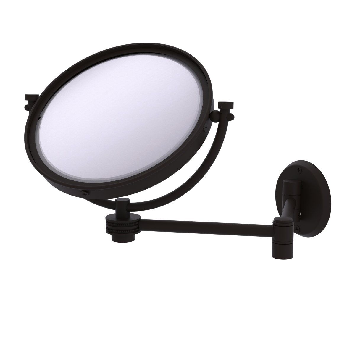 WM-6D-4X-ORB 8 in. Wall Mounted Extending Make-Up Mirror 4X Magnification with Dotted Accent, Oil Rubbed Bronze -  Allied Brass, WM-6D/4X-ORB