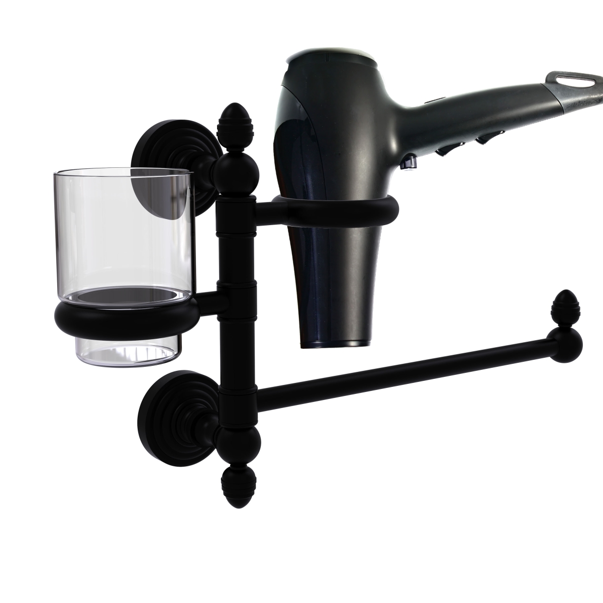 Picture of Allied Brass WP-GTBD-1-BKM Waverly Place Collection Hair Dryer Holder & Organizer, Matte Black