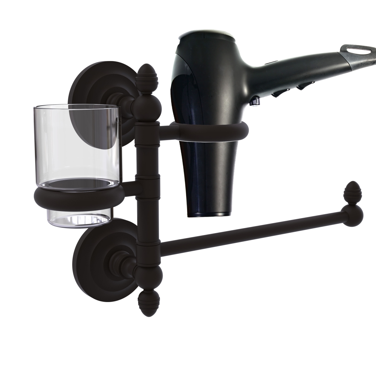 Picture of Allied Brass QN-GTBD-1-ORB Que First Collection Hair Dryer Holder & Organizer&#44; Oil Rubbed Bronze